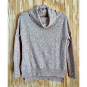 Lusso cashmere sweater turtleneck neutral timeless closet staple luxury women S